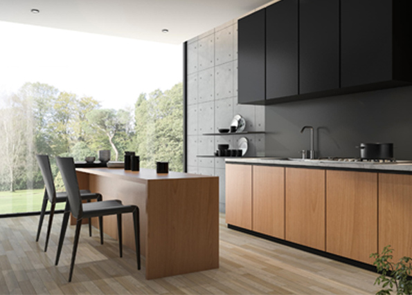 black appliances match comfortable space
